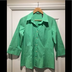 Liz Claiborne Green 3/4 Sleeve Button-Down Top 10
